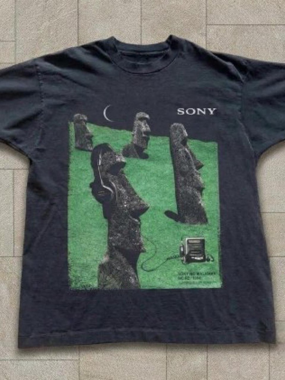 Gildan Black Short Sleeve Tee with Green Moai Graphic